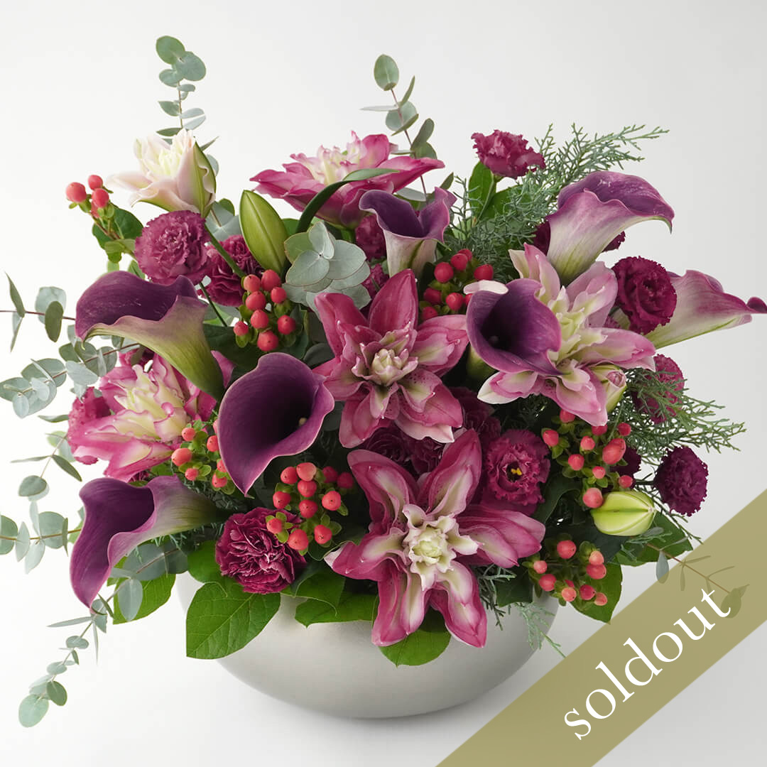 【お歳暮・クリスマス】八重咲ユリやカラーのアレンジメント