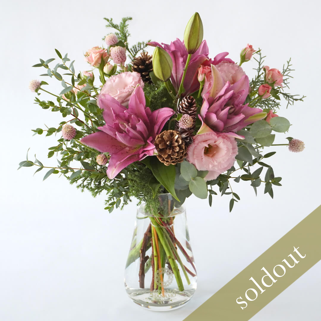 【クリスマス】ピンクとグリーンの花束