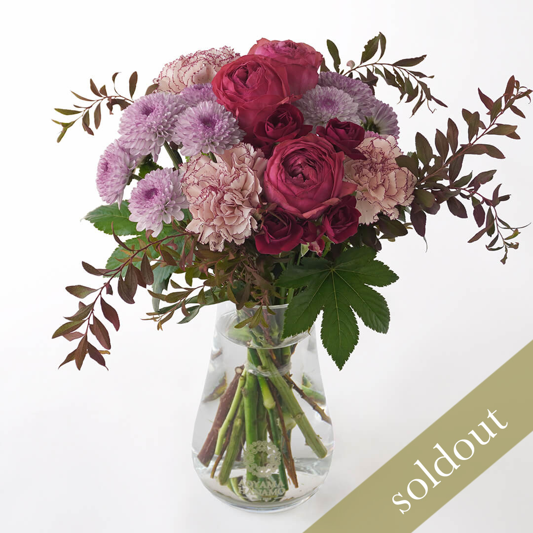 【敬老の日】濃いピンクのバラのおまかせ花束