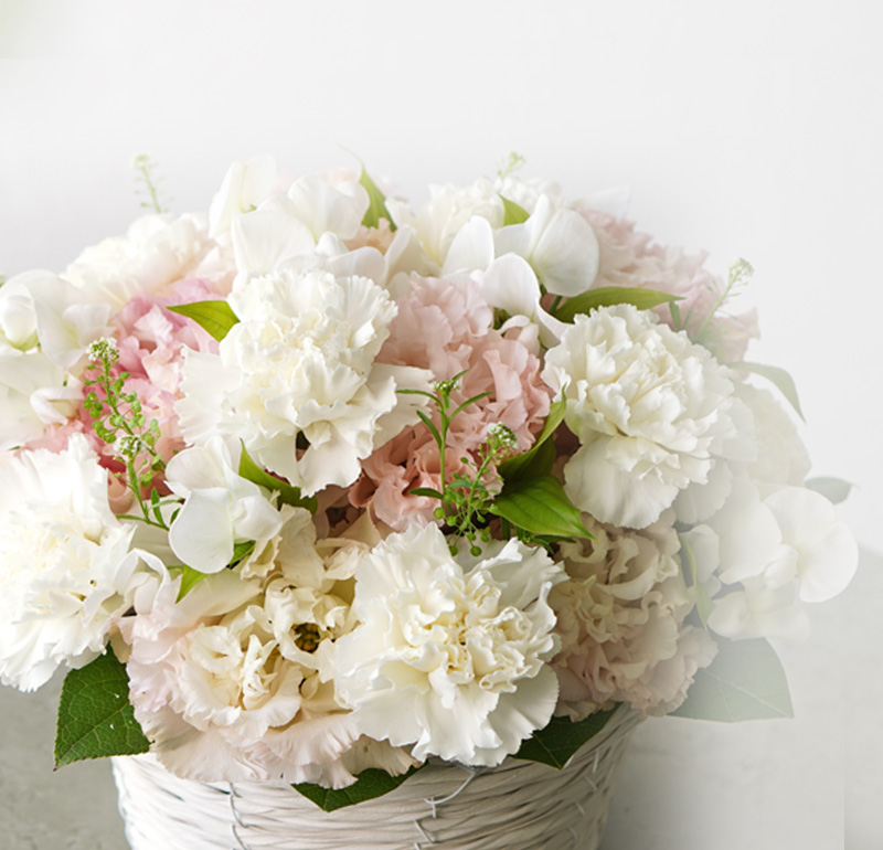 白いカーネーションのアレンジメント