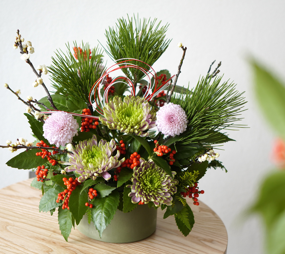 松と千両のアレンジメント