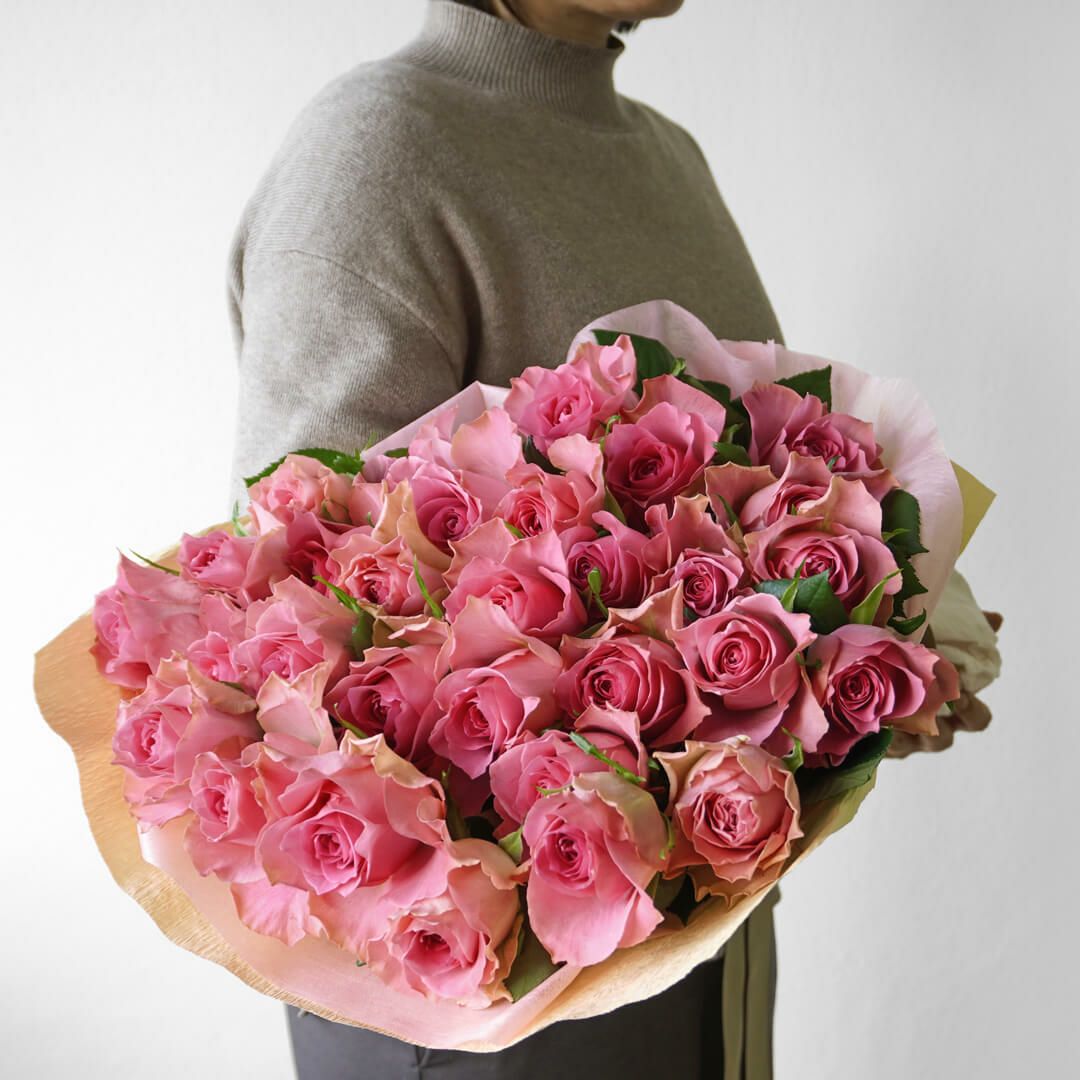 ピンクのバラの花束(大輪30本）｜青山花茂本店