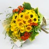 ヒマワリとバラとカラーの花束