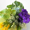 【父の日】黄色いカラーと淡いブルーとグリーンのアジサイの花束