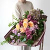 【敬老の日】オレンジのバラやトルコキキョウの花束
