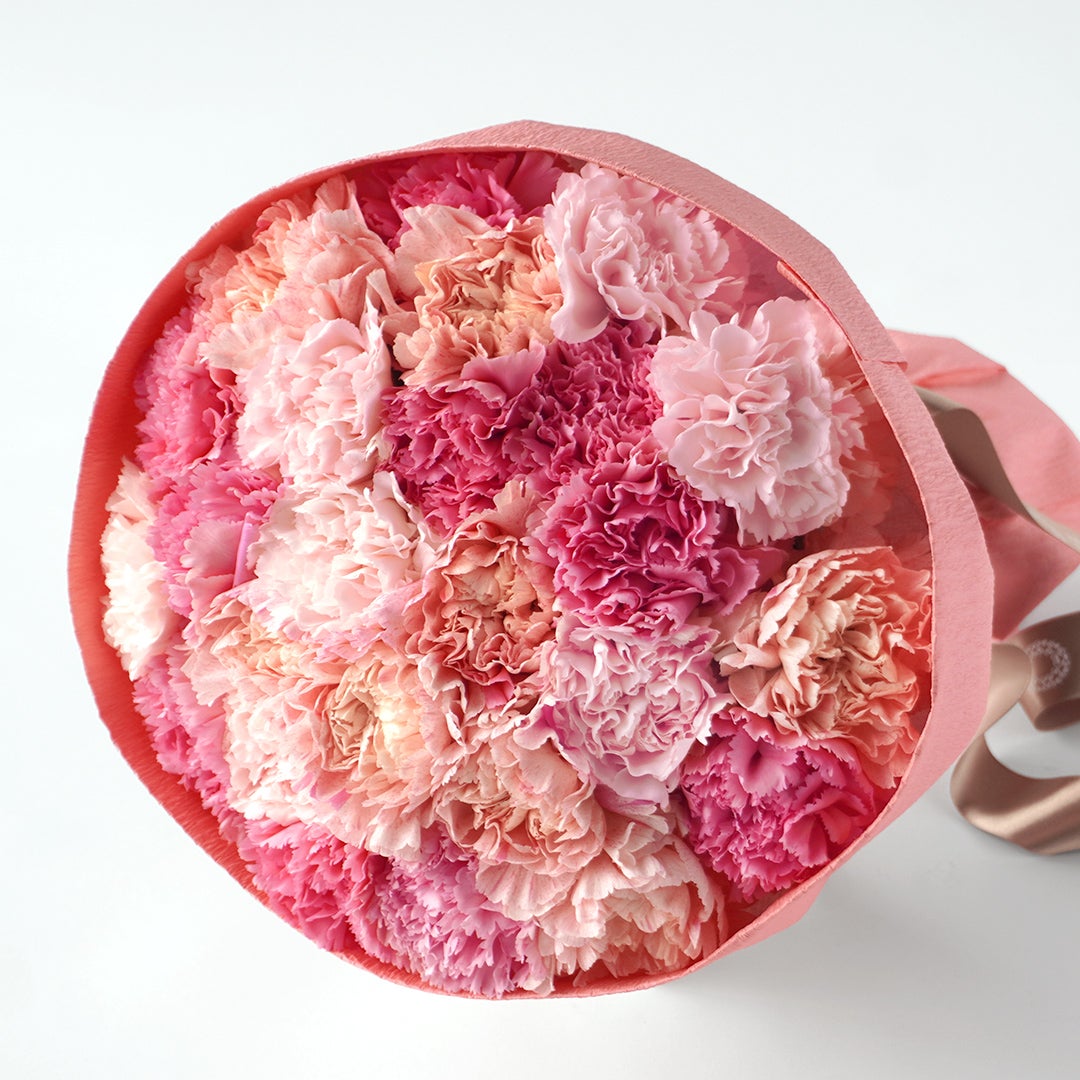 【母の日】濃淡ピンクのカーネーションの花束